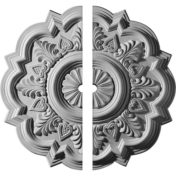 Ekena Millwork Deria Ceiling Medallion, Two Piece (Fits Canopies up to 6"), 20 1/4"OD x 1 1/2"ID x 1 1/2"P CM20DR2-01500 - main